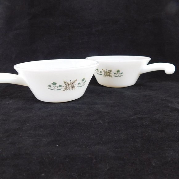 Set of 2 Anchor Hocking Fire King Meadow Green Individual Handled Casserole Dish - Picture 1 of 12